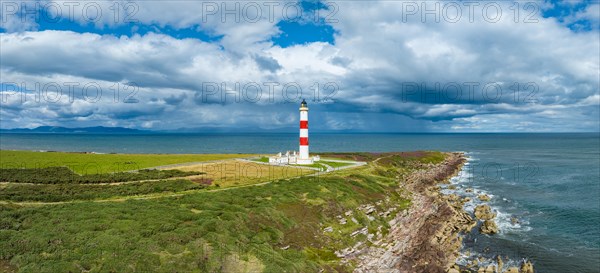 Aerial panorama of Tarbat Ness Lighthouse on the Moray Firth