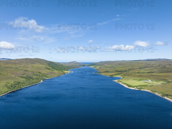 Aerial view of Loch Hope in the Northern Highlands