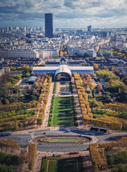 Scenery view to the Paris city from the Eiffel tower height