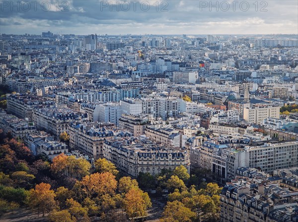 Paris cityscape view from the Eiffel tower height