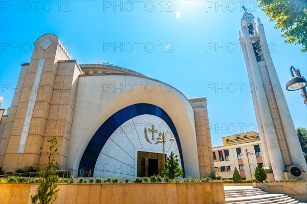 Exterior of the Orthodox Cathedral of the Resurrection of Christ near Skanderbeg Square in Tirana. Albania