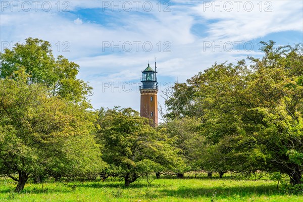 Brick lighthouse on the island of Greifswalder Oie in the Baltic Sea off Usedom