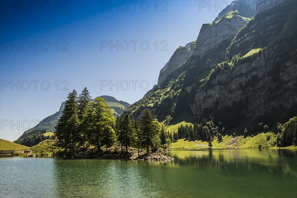 Steep mountains and lake