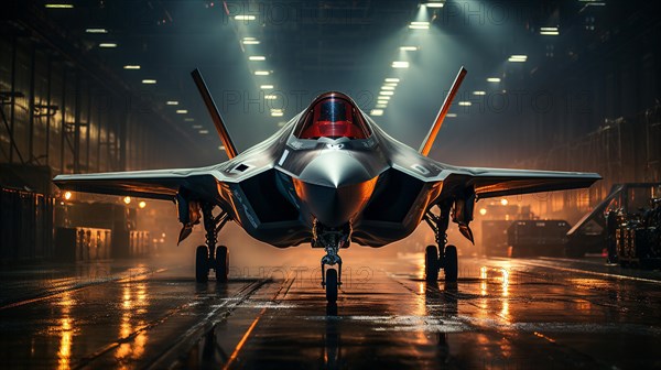 A lockheed martin F-35 fighter jet waiting on the runway