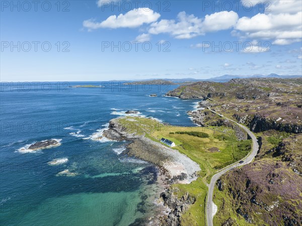 Aerial view of the single track road and scenic route B869