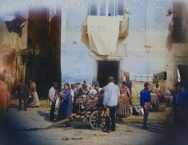 Street scene with a seller of sulphurous water