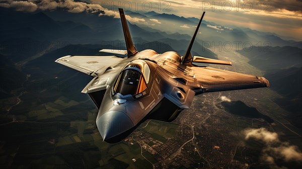 A lockheed martin F-35 fighter jet flying high in the air