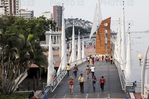 Harbour pier with walkers in Guayaquil