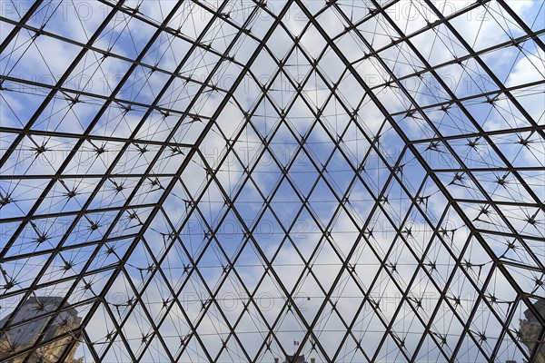 Glass roof of the pyramid in the courtyard of the Louvre