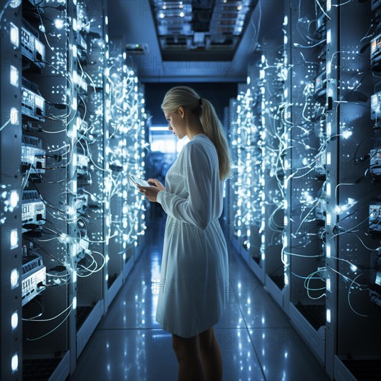 Modern server room with computers and installations