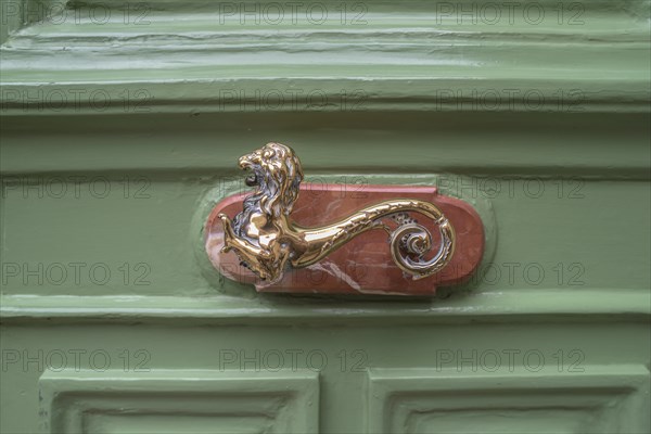 Historical door handle as a lion figure