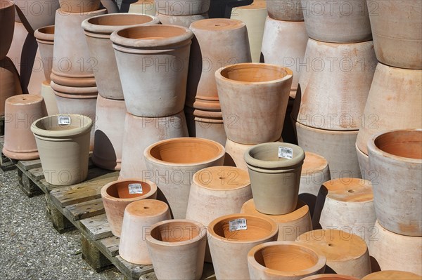 Terracotta pots in a garden centre