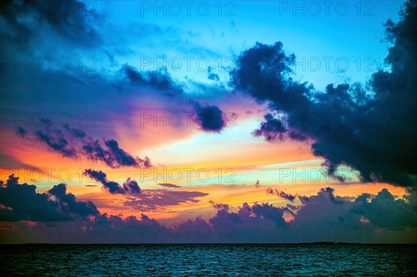 Evening sky with coloured clouds