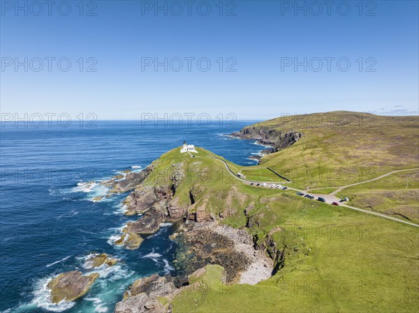 Aerial view of the lighthouse at Stoer Head