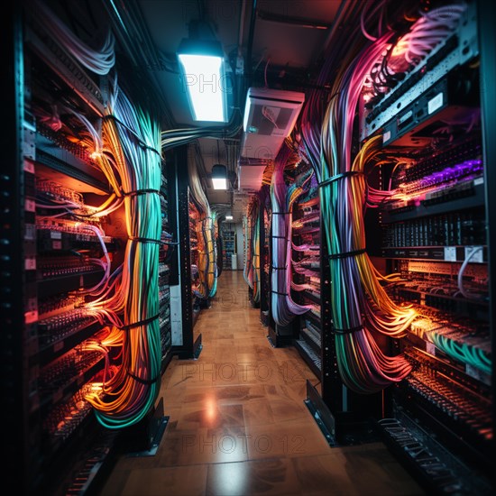 Modern server room with computers and installations