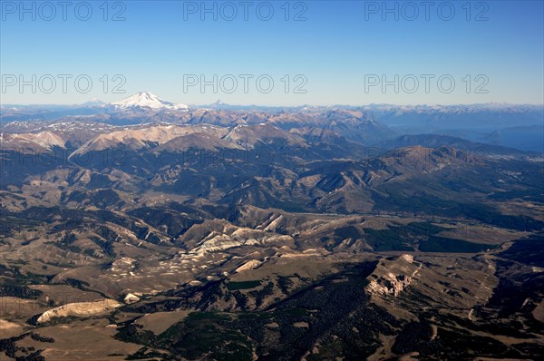 Aerial view of the Patagonian Mountains with Cerro Tronador