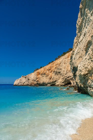 Sides of the cliffs of Porto Katsiki Beach on the island of Lefkada