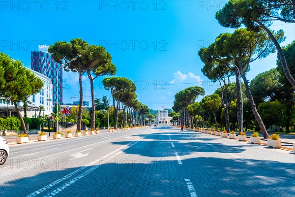 Beautiful streets and avenues in the center of Tirana. Albania