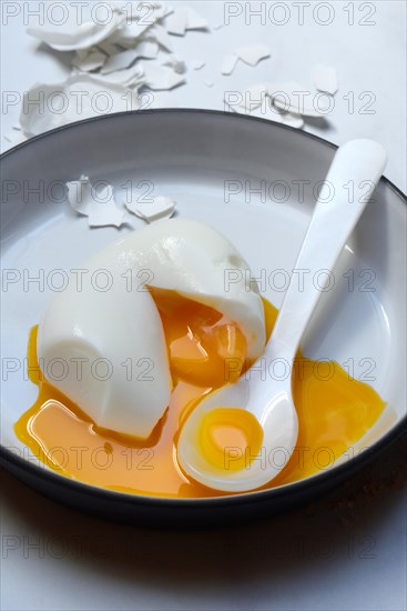 Soft boiled egg with spoon