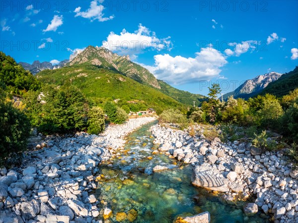 Beautiful Valbona river valley in summer