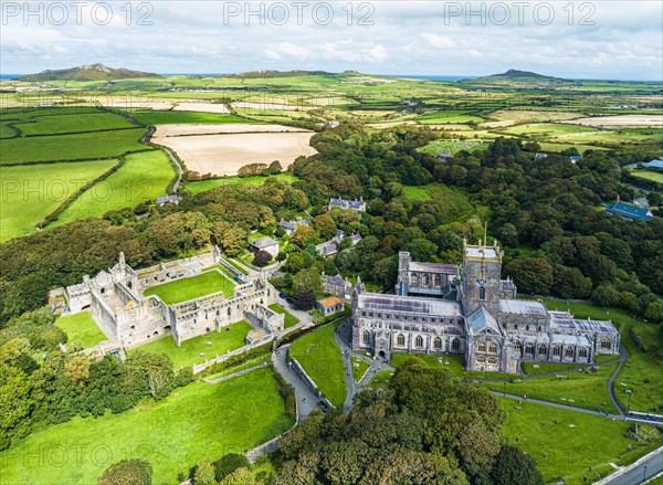 St Davids Cathedral from a drone