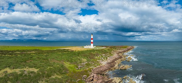 Aerial panorama of Tarbat Ness Lighthouse on the Moray Firth