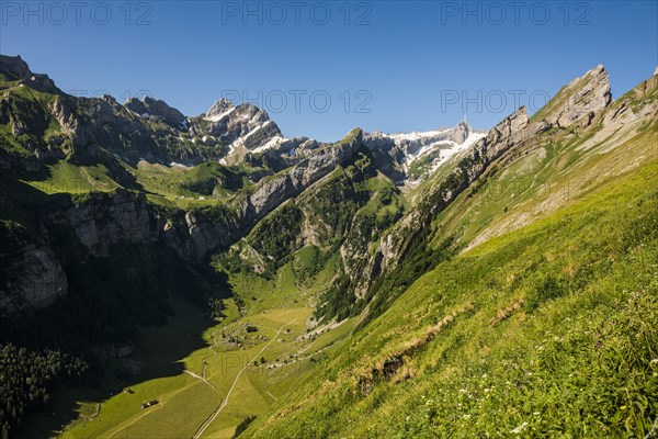 Steep mountains and lake