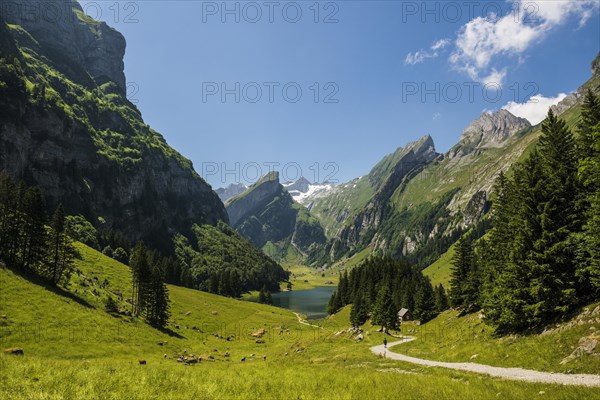 Steep mountains and lake