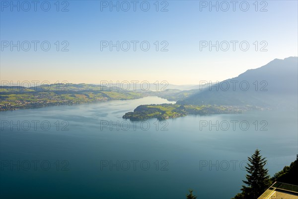 Aerial View over Lake Lucerne and Mountain in Burgenstock