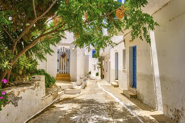 Cosy traditional summer streets and beautiful walkways of Greek town