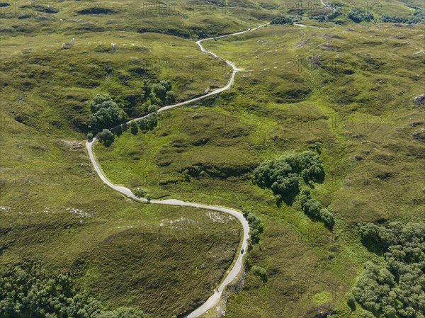 Aerial view of the single track road B869