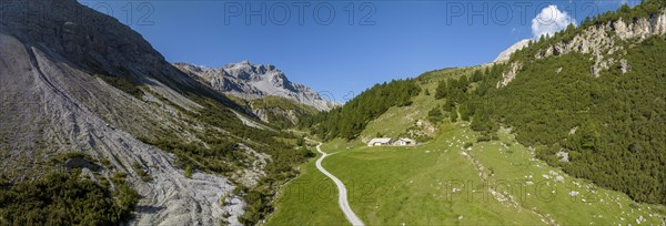 Panorama in Val Vau with view towards Val Mora