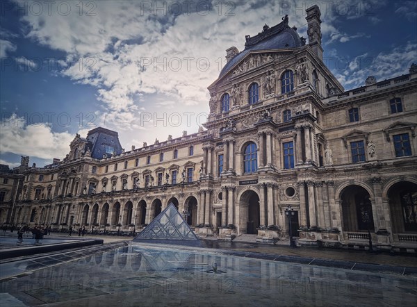 Outdoors view to the Louvre Museum in Paris