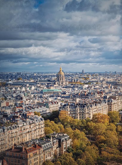 Scenery aerial view from the Eiffel tower height over the Paris city