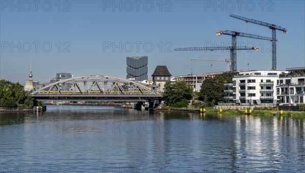 Panoramic view from the Spree towards Treptow and Berlin City East