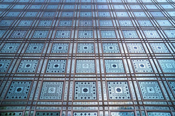 Decorative glass facade of the Arab World Institute