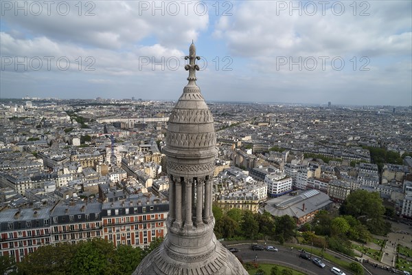 View of Paris from the tower of the Sacre-Coeur de Motmartre Basilica