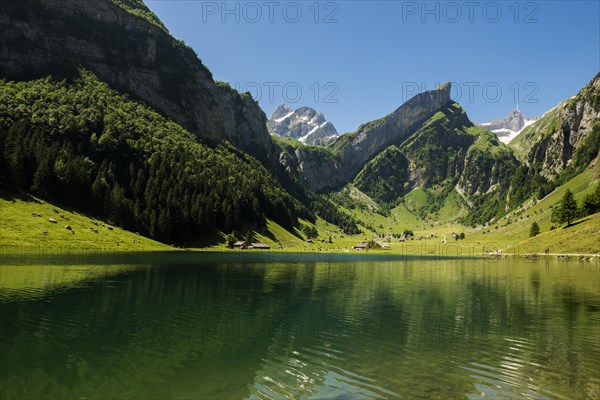 Steep mountains and lake