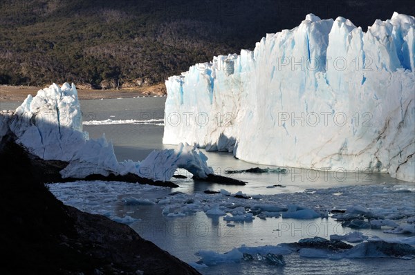 Top of Perito Moreno Glacier with the remains of the last breakthrough of Brazo Rico