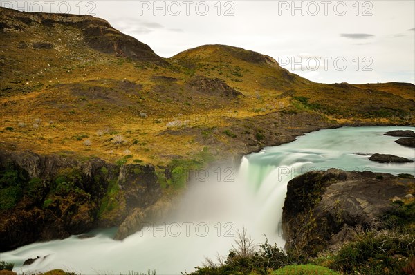 Long exposure of the Salto Grande waterfall in Torres del Paine National Park