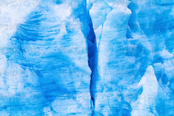 Crevasse in the ice on a glacier in the arctic