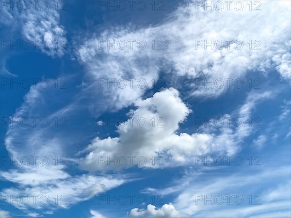 Blue sky with altocumulus clouds in the centre