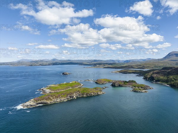 Aerial view of Eddrachillis Bay on the Atlantic coast near Drumbeg