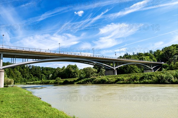 Gruenwalder Bruecke over Isar and Isarwerkkanal between Gruenwald and Pullach