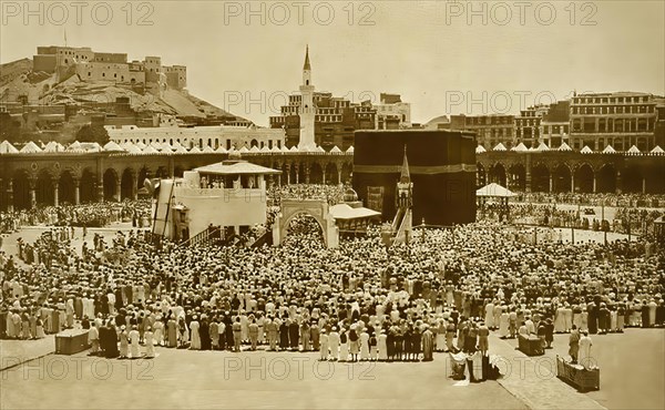 View of Mecca with the Kaaba during the Hajj