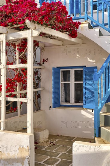 Traditional Greek house entrance and staircase