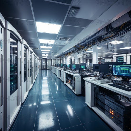 Modern server room with computers and installations