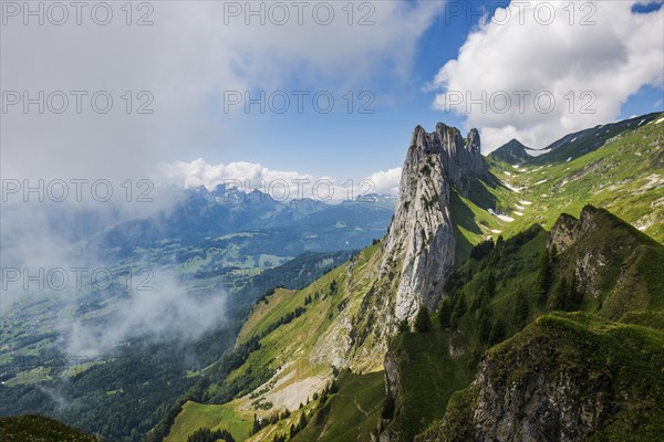 Steep mountains and clouds