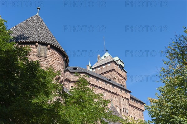 View of the tower buildings of Chateau du Haut Koenigsbourg