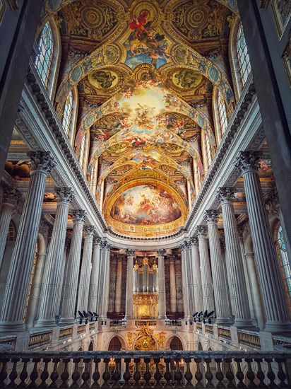 The Royal Chapel big organ hall inside Versailles Palace